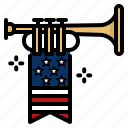 trumpet, musical, instrument, memorial, day, celebration, america