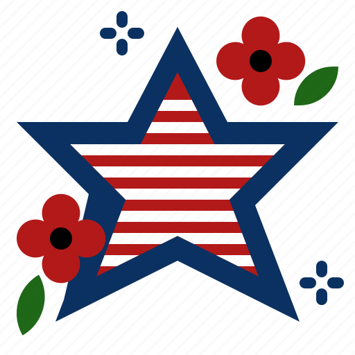 Star, flowers, memorial, day, american, decorations, poppies icon - Download on Iconfinder