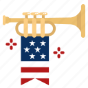 trumpet, musical, instrument, memorial, day, celebration, america 