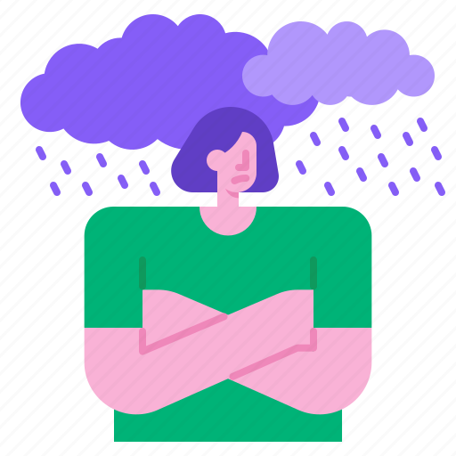 Depression, stress, sad, pain, mental, weather, head icon - Download on Iconfinder