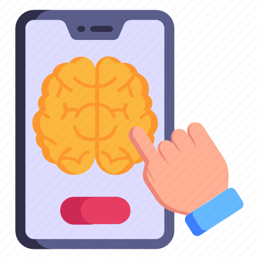 Online brain, mobile psychology, brain, smartphone, technology icon - Download on Iconfinder