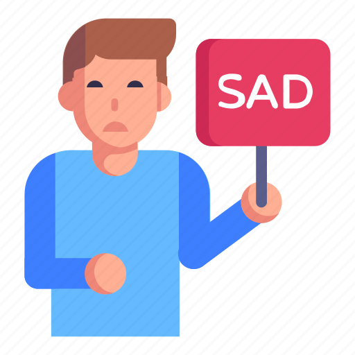 Sad, placard, mood, unhappy, man icon - Download on Iconfinder