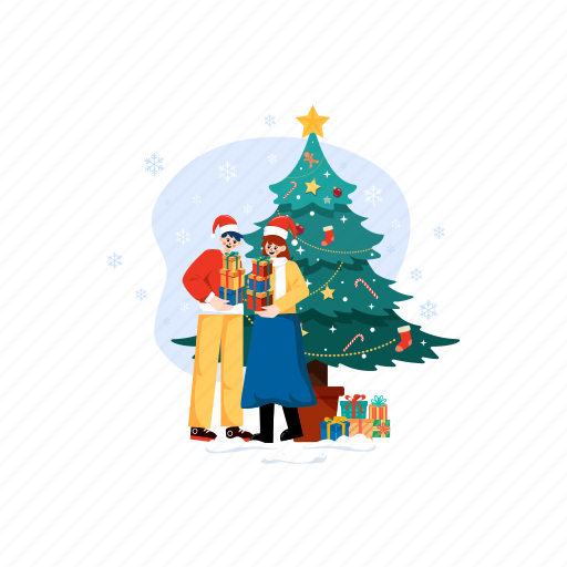 Gift box, xmas, decoration, christmas, merry, snow, santa illustration - Download on Iconfinder