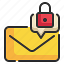 envelope, lock, security, letter, mail, message icon