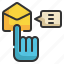 envelope, click, hand, mail, message icon 