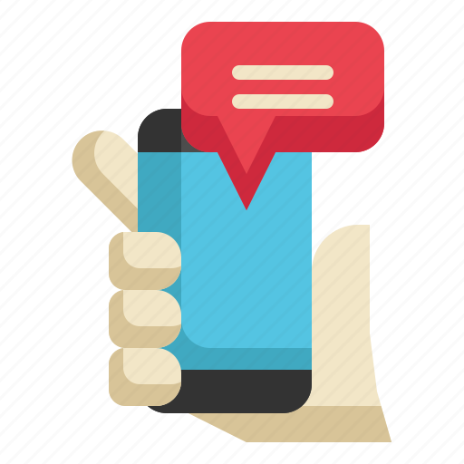 Hand, mobile, speech, text, message icon, device icon - Download on Iconfinder