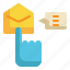 envelope, click, hand, mail, message icon, letter 