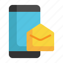 mobile, envelope, alert, message icon, letter, smartphone