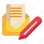 text, envelope, write, mail, message icon, pencil 