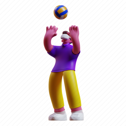 Man, is, playing, volleyball, in, metaverse, illustration 3D illustration - Download on Iconfinder