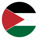 country, flag, middle east, palestine, round, color, nation