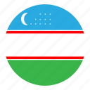 country, flag, middle east, round, uzbekistan, color, nation