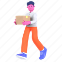 delivery, package, box, shipping, product, businessman, working, 3d character, business 