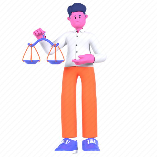 Law, balance, scale, justice, legal, businessman, working 3D illustration - Download on Iconfinder
