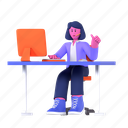 customer support, customer service, help, call, support, businesswoman, working, 3d character, business 