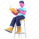 book, read, reading, enjoy, relax, creative industry, marketing, startup, 3d character 
