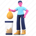 trash can, delete, recycle, bin, garbage, creative industry, marketing, startup, 3d character 