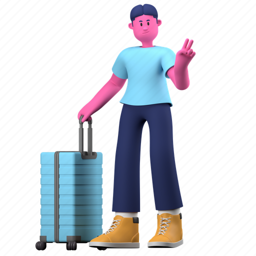 Luggage, travel, traveling, baggage, trip, creative industry, marketing 3D illustration - Download on Iconfinder