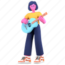 music, guitar, perform, entertainment, musician, creative industry, girl, startup, 3d characters 