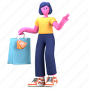 shopping, shopping bag, shop, buy, sale, creative industry, girl, startup, 3d characters 
