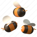 bee, insect, bug, animal, honey bees, nature, 3d 