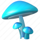 mushroom, blue mushroom, glowing mushroom, plant, fungi, fantasy mushroom, 3d 