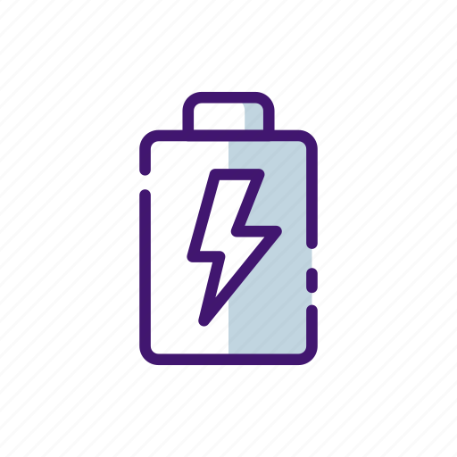 Battery, blue, charge, charging, lightning, minimalist, purple icon - Download on Iconfinder