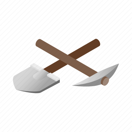 Illustration, isometric, mining, pick, pickaxe, shovel, tool icon - Download on Iconfinder