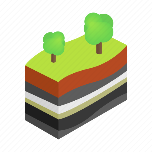 Earth, ground, isometric, layer, soil, surface, tree icon - Download on Iconfinder