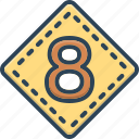 badge, eight, hour, label, number, octagonal, octennial