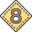 badge, eight, hour, label, number, octagonal, octennial 