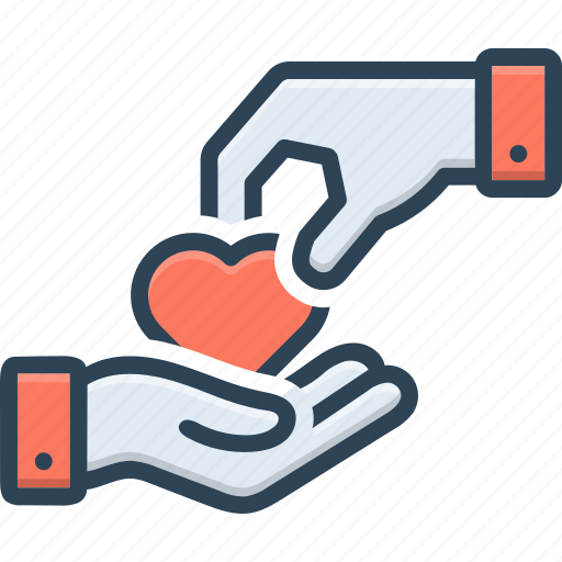 Charity, donate, entrust, give, hand-over, heart, take icon - Download on Iconfinder