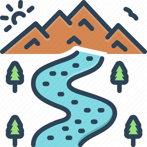 River, bourn, waterway, stream, tributary, landscape, wave icon - Download on Iconfinder