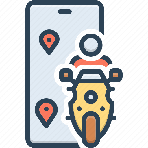 Through, from, phone, bike, ride, location, by means of icon - Download on Iconfinder