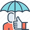 helps, umbrella, protect, rain, succor, handle, assurance