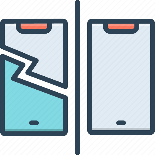 After, cellphone, break, comparison, damage, before after, electronic device icon - Download on Iconfinder