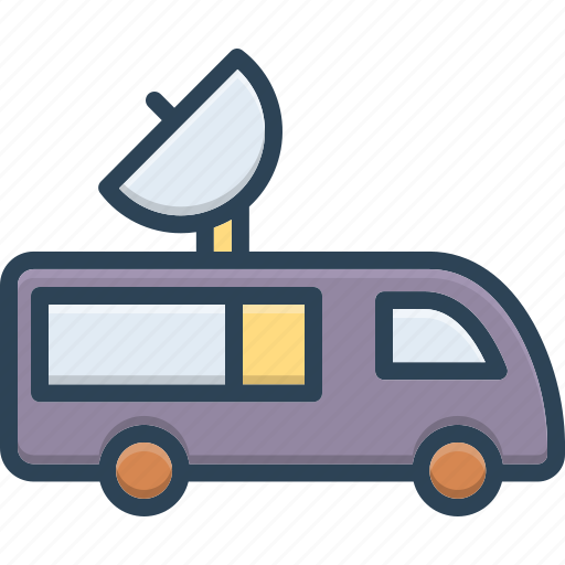 Ob, broadcast, caravan, telecast, satellite, vehicle, communication icon - Download on Iconfinder