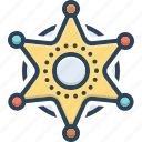 sheriff, authority, badge, star, decoration, metal, police