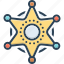 sheriff, authority, badge, star, decoration, metal, police 