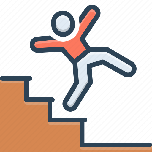 Suddenly, immediately, accident, stumble, quickly, falling off ladder, danger icon - Download on Iconfinder