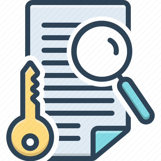 Keyword, point, word, research, document, password, magnifier icon - Download on Iconfinder