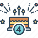 fourth, birthday, cake, candle, celebration, number, fourth birthday