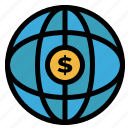 dollar, globe, internet, world