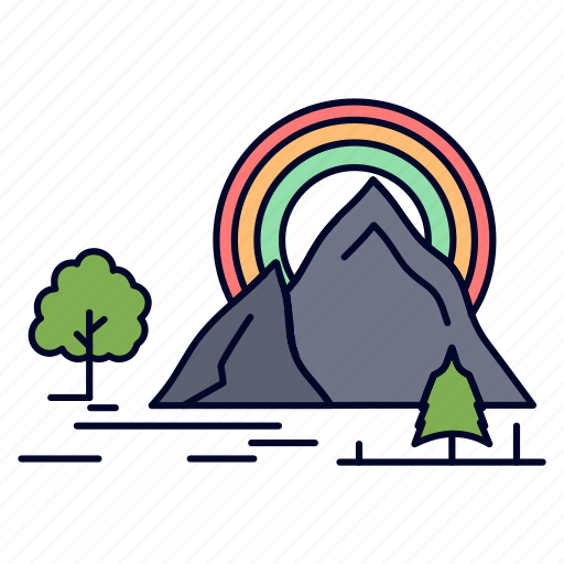 Hill, landscape, mountain, nature, rainbow icon - Download on Iconfinder