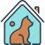 cottage, dog, domain, habitat, haunt, home, pet 