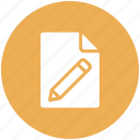 document, edit, file, pencil icon