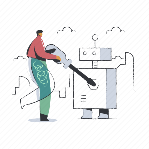 Maintenance, robotic, artificial, intelligence, man, repair illustration - Download on Iconfinder