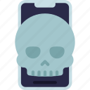 skull, mobile, dead, broken, malware