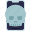 skull, mobile, dead, broken, malware 