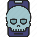 skull, mobile, dead, broken, malware